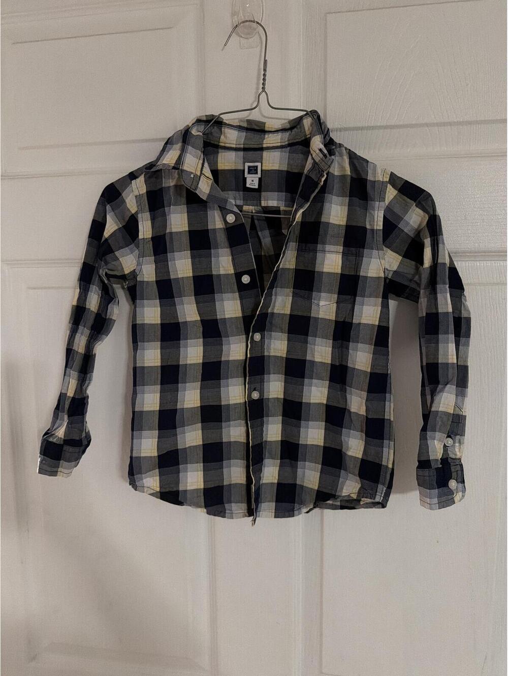 Janie and Jack Navy and White Plaid Button-Up Shirt